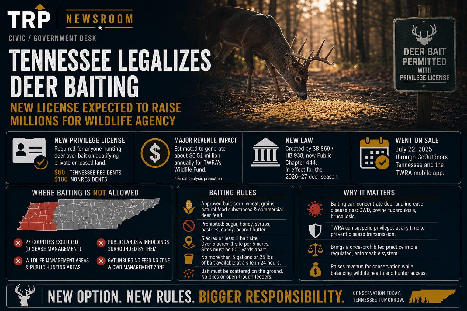 Tennessee legalizes deer baiting with new license expected to raise millions for wildlife agency artwork