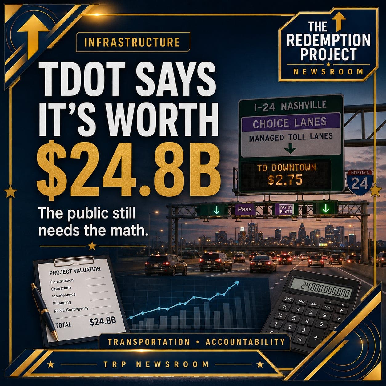 Tennessee Says an I-24 Toll-Lane Deal Is Worth $24.8 Billion. The Public Still Needs the Cash-Flow Schedule. artwork