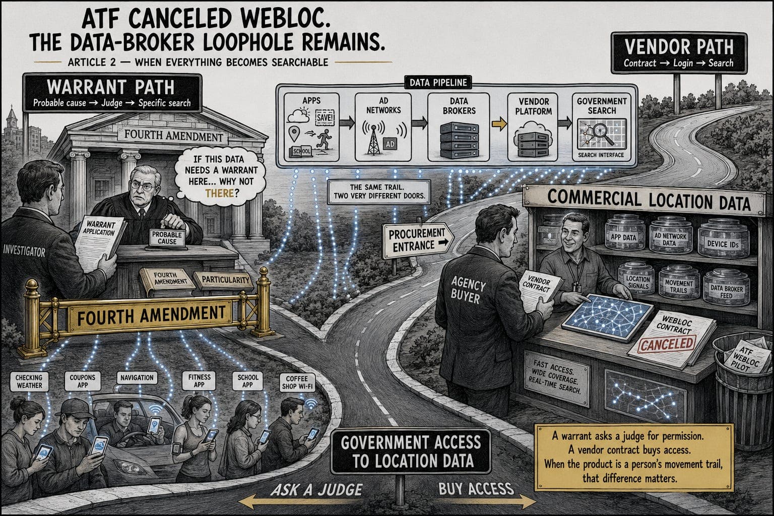 ATF canceled Webloc. The data-broker loophole remains. artwork