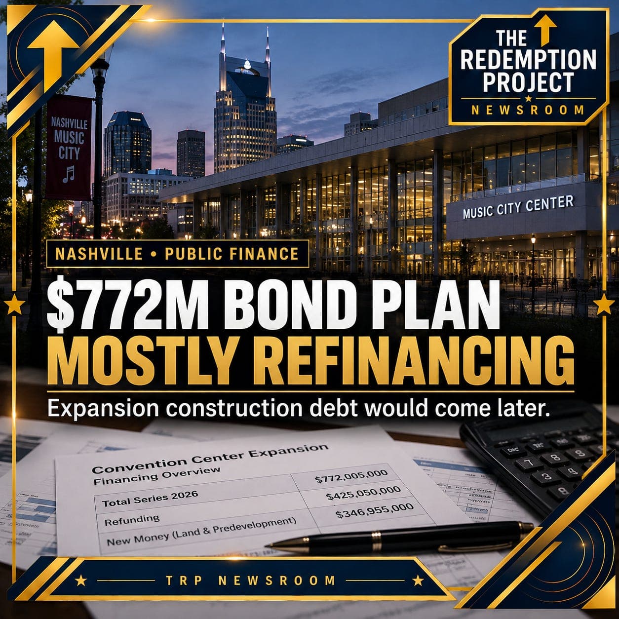 Nashville’s $772 Million Convention Center Bond Plan Is Mostly Refinancing. Expansion Construction Debt Would Come Later.