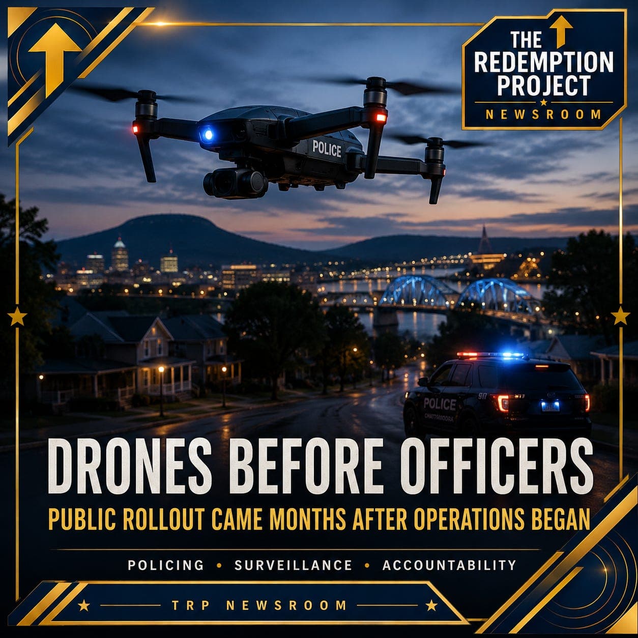 Chattanooga Police Drones Can Arrive Before Officers. The Public Rollout Came Months After Operations Began. artwork