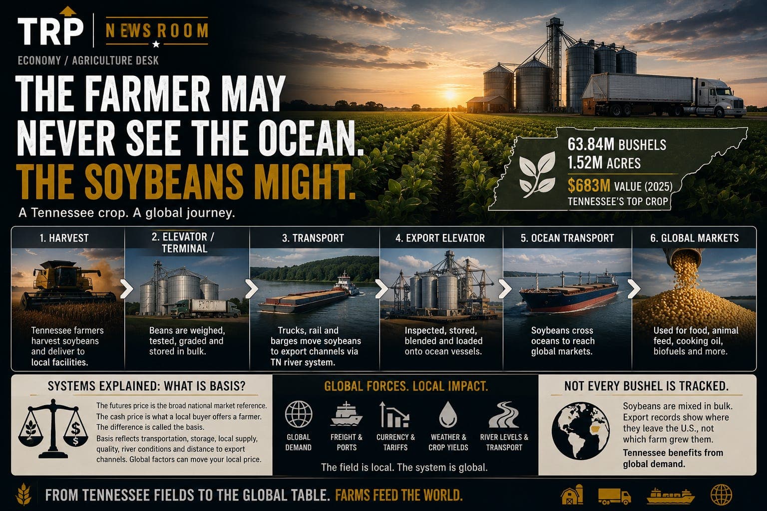 The farmer may never see the ocean. The soybeans might.