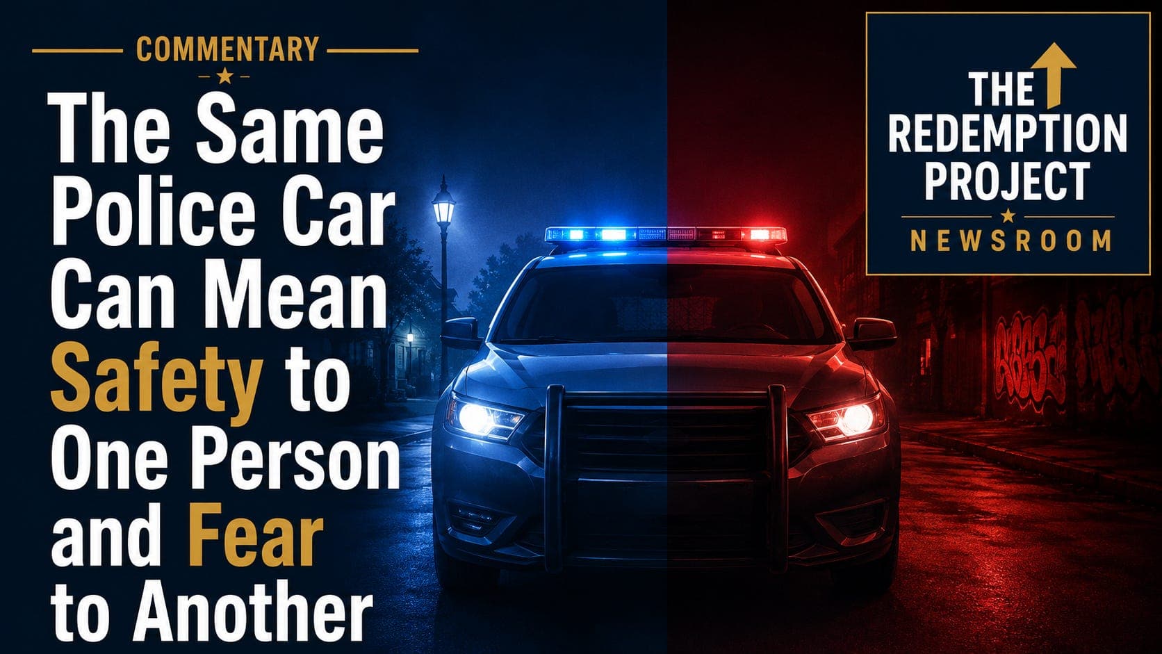 The Same Police Car Can Mean Safety to One Person and Fear to Another artwork