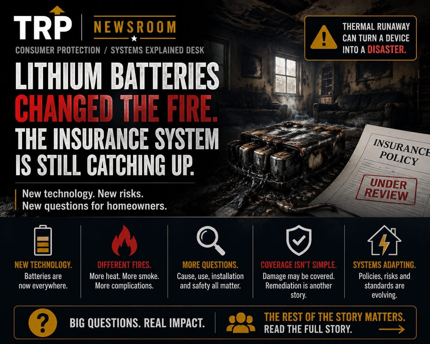 Lithium batteries changed the fire. The insurance system is still catching up.